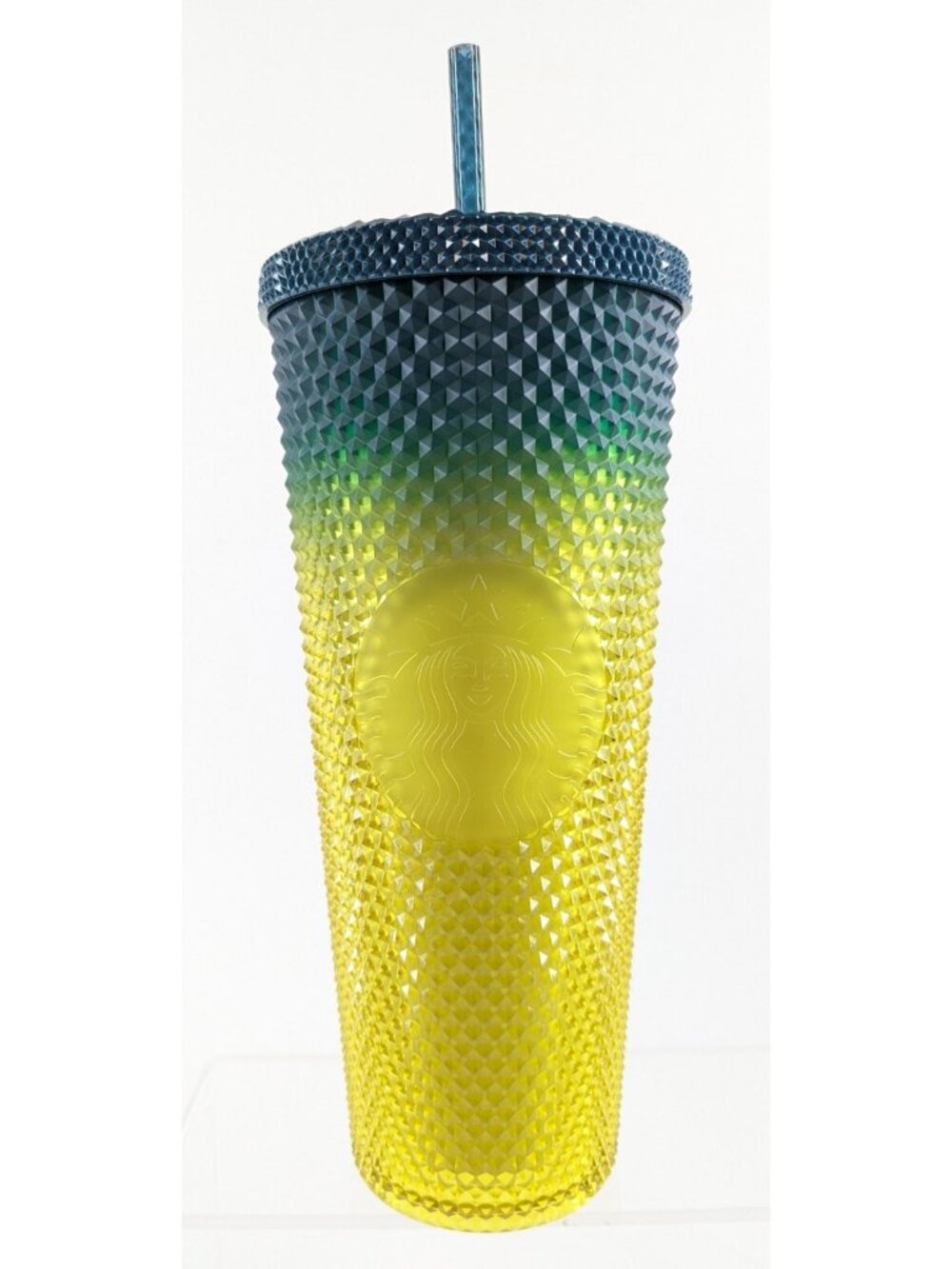 Starbucks Fall 2023 Gradient Tumbler - Lemon Yellow Blue Studded Venti 24oz Cold